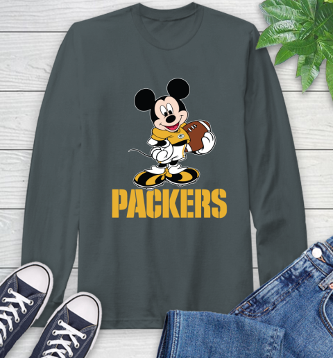 NFL Football Green Bay Packers Cheerful Mickey Mouse Shirt Long Sleeve T-Shirt 7