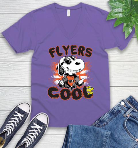 NHL Hockey Philadelphia Flyers Cool Snoopy Shirt V-Neck T-Shirt - Image 9