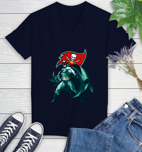 NFL Batman Football Sports Tampa Bay Buccaneers Women's V-Neck T-Shirt 3