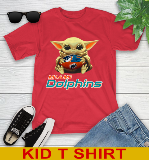 NFL Football Miami Dolphins Baby Yoda Star Wars Shirt Youth T-Shirt 10