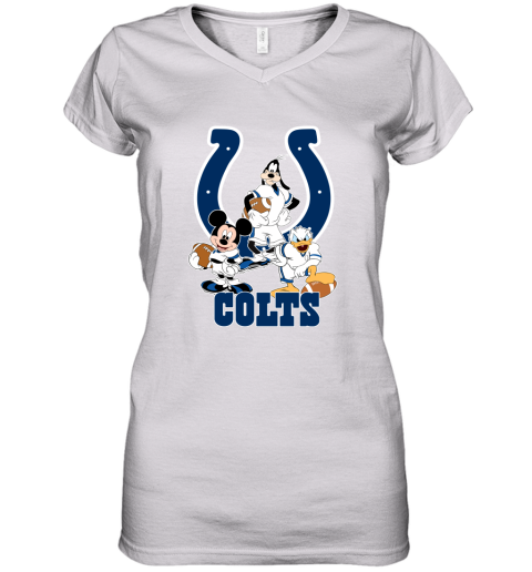 Mickey Donald Goofy The Three Indianapolis Colts Football Women's V-Neck T-Shirt