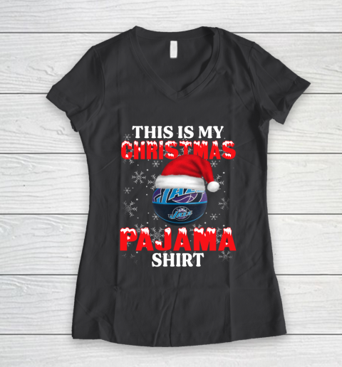 Utah Jazz This Is My Christmas Pajama Shirt NBA Women's V-Neck T-Shirt 6