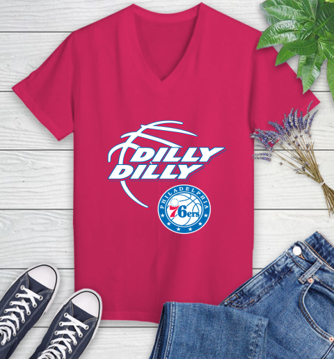 NBA Philadelphia 76ers Dilly Dilly Basketball Sports Women's V-Neck T-Shirt 9