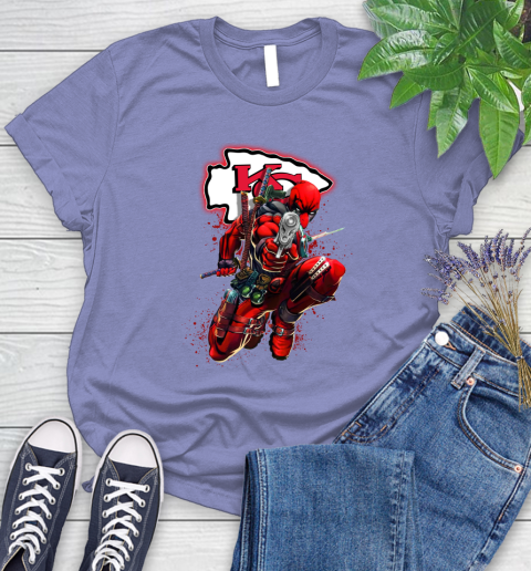 NFL Deadpool Marvel Comics Sports Football Kansas City Chiefs Women's T-Shirt 11