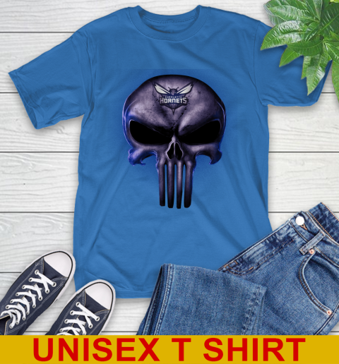Charlotte Hornets NBA Basketball Punisher Skull Sports T-Shirt 11