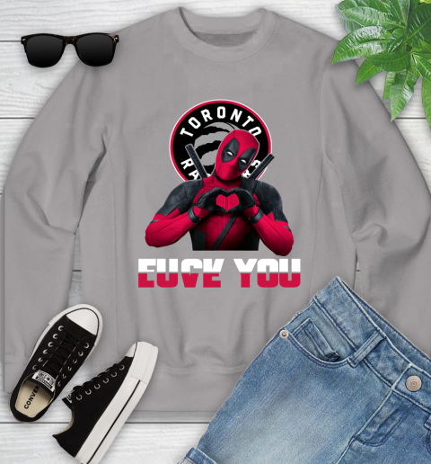 NBA Toronto Raptors Deadpool Love You Fuck You Basketball Sports Youth Sweatshirt 3