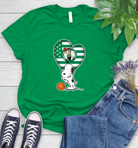 Boston Celtics NBA Basketball The Peanuts Movie Adorable Snoopy Women's T-Shirt 6