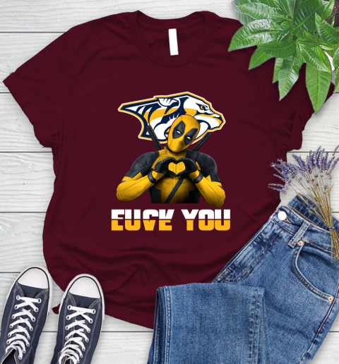NHL Nashville Predators Deadpool Love You Fuck You Hockey Sports Women's T-Shirt 8 NHL Nashville Predators Deadpool Love You Fuck You Hockey Sports Women's T-Shirt - Image 8