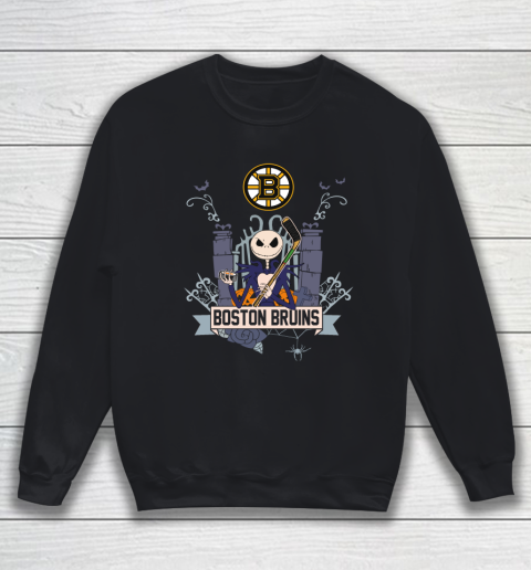 NHL Boston Bruins Hockey Jack Skellington Halloween Sweatshirt