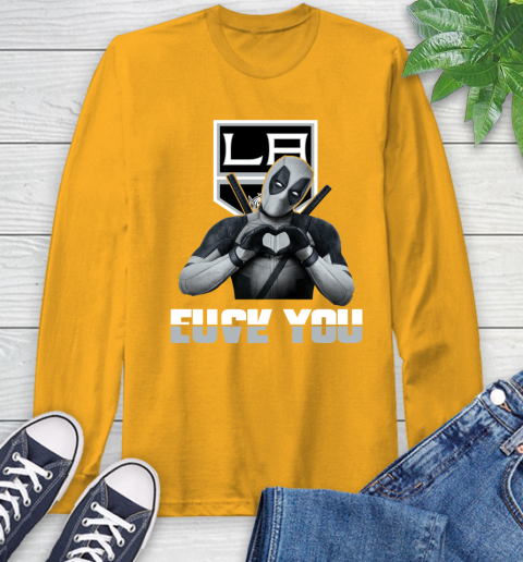 NHL Los Angeles Kings Deadpool Love You Fuck You Hockey Sports Long Sleeve T-Shirt 2