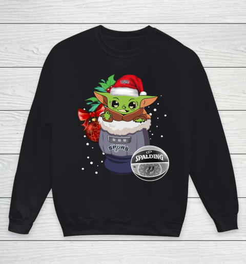 San Antonio Spurs Christmas Baby Yoda Star Wars Funny Happy NBA Youth Sweatshirt