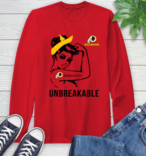 NFL Washington Redskins Girl Unbreakable Football Sports Long Sleeve T-Shirt 9