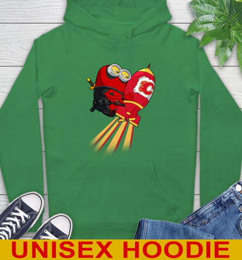 NHL Hockey Calgary Flames Deadpool Minion Marvel Shirt Hoodie 8