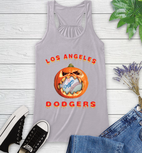 MLB Los Angeles Dodgers Halloween Pumpkin Baseball Sports Racerback Tank 5