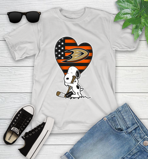 Anaheim Ducks NHL Hockey The Peanuts Movie Adorable Snoopy Youth T-Shirt