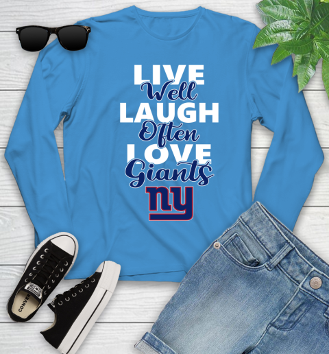 NFL Football New York Giants Live Well Laugh Often Love Shirt Youth Long Sleeve 7
