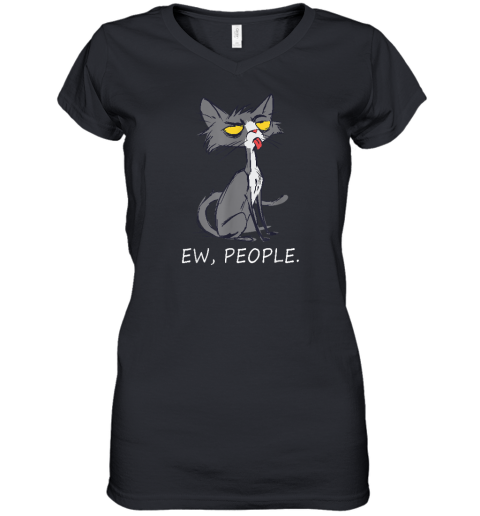Funny Cat Ew People Meowy Cat Lovers Women's V-Neck T-Shirt
