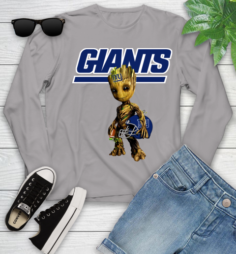 New York Giants NFL Football Groot Marvel Guardians Of The Galaxy Youth Long Sleeve 5