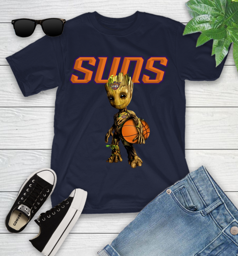 Phoenix Suns NBA Basketball Groot Marvel Guardians Of The Galaxy Youth T-Shirt 3