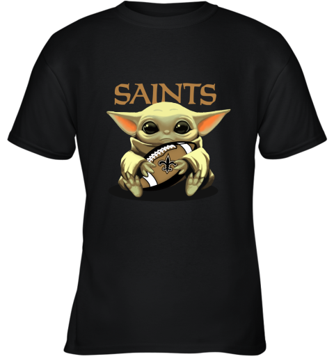 Baby Yoda Loves The New Orleans Saints Star Wars NFL Youth T-Shirt