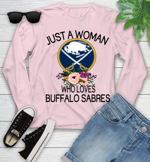 NHL Just A Woman Who Loves Buffalo Sabres Hockey Sports Youth Long Sleeve 7