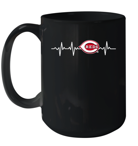 Cincinnati Reds MLB Baseball Heart Beat Shirt Ceramic Mug 15oz