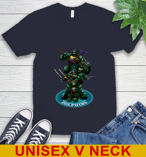 NFL Football Miami Dolphins Teenage Mutant Ninja Turtles Shirt V-Neck T-Shirt 3