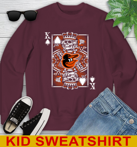 Baltimore Orioles MLB Baseball The King Of Spades Death Cards Shirt Youth Sweatshirt - Image 5