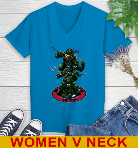 NHL Hockey Winnipeg Jets Teenage Mutant Ninja Turtles Shirt Women's V-Neck T-Shirt 8