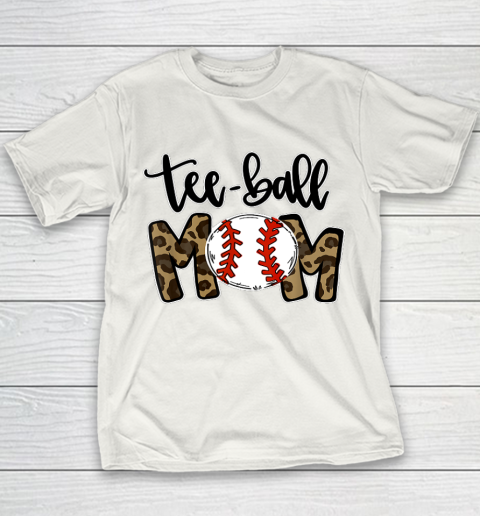 Ball Mom Mother s Day Gift Teeball Mom Leopard Funny Youth T-Shirt