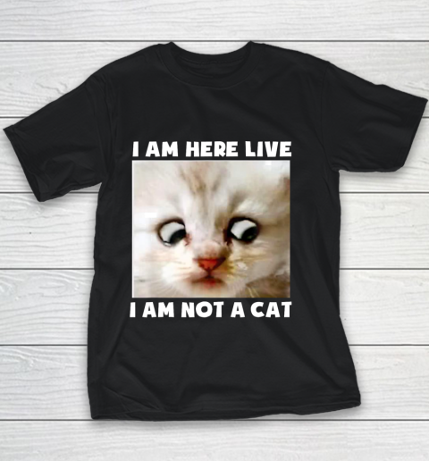 I Am Here Live I Am Not A Cat Funny Lawyer Cat Meme Youth T-Shirt