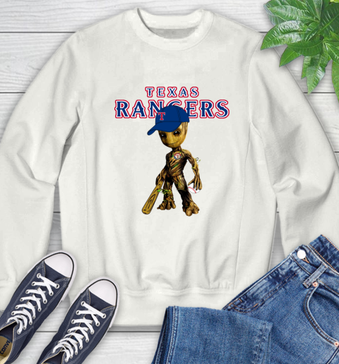 MLB Texas Rangers Groot Guardians Of The Galaxy Baseball Sweatshirt