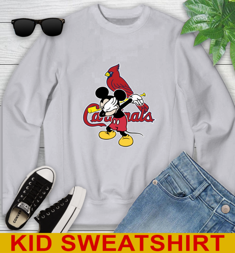 St.Louis Cardinals MLB Baseball Dabbing Mickey Disney Sports Youth Sweatshirt 4
