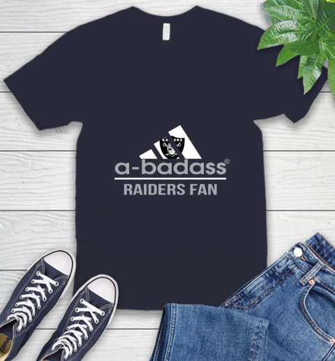 Oakland Raiders NFL Football A Badass Adidas Adoring Fan Sports V-Neck T-Shirt 2