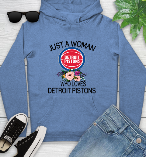 NBA Just A Woman Who Loves Detroit Pistons Basketball Sports Youth Hoodie 8