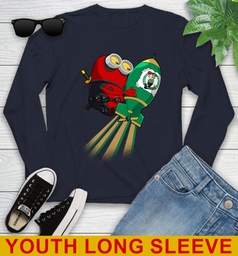 NBA Basketball Boston Celtics Deadpool Minion Marvel Shirt Youth Long Sleeve 2