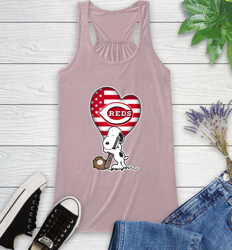 Cincinnati Reds MLB Baseball The Peanuts Movie Adorable Snoopy Racerback Tank 11