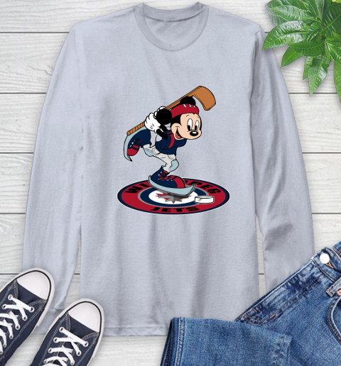 NHL Hockey Winnipeg Jets Cheerful Mickey Disney Shirt Long Sleeve T-Shirt 6
