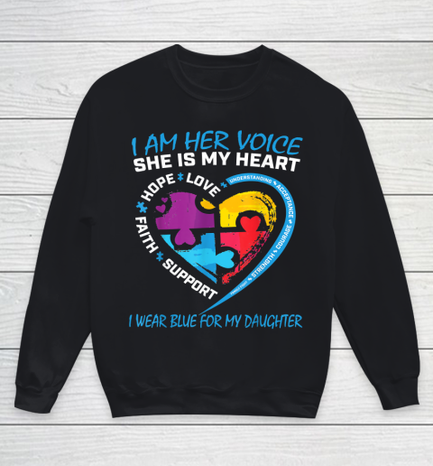 Mom Dad Puzzle I Wear Blue For My Daughter Autism Awareness Youth Sweatshirt