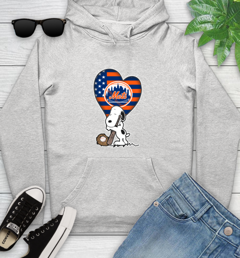 New York Mets MLB Baseball The Peanuts Movie Adorable Snoopy Youth Hoodie