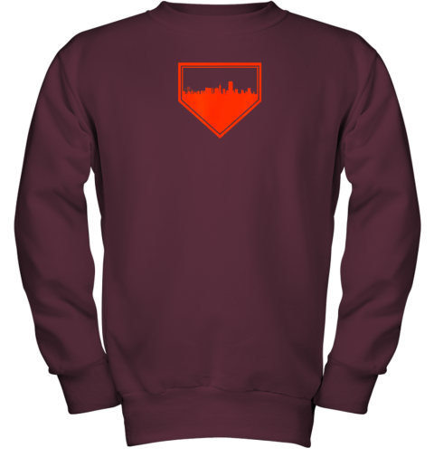 ljzk san francisco baseball home plate vintage sf skyline youth sweatshirt 47 front maroon