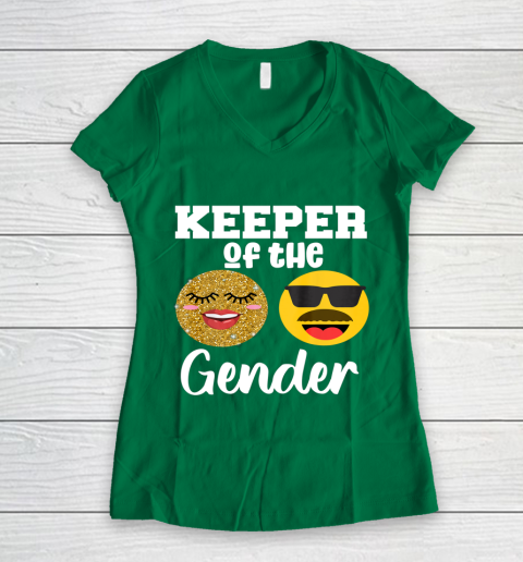 Keeper of the Gender Staches or Lashes Gender Reveal Party Women's V-Neck T-Shirt 3