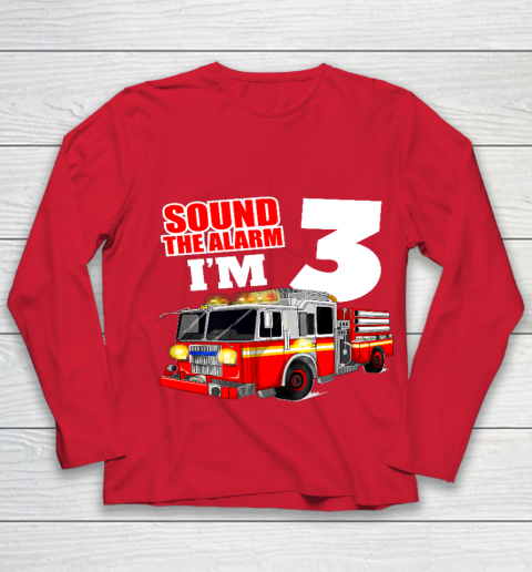Kids Fire Truck 3rd Birthday T Shirt Boy Firefighter 3 Years Old Youth Long Sleeve 8