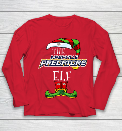 Nashville Predators Christmas ELF Funny NHL Youth Long Sleeve 8