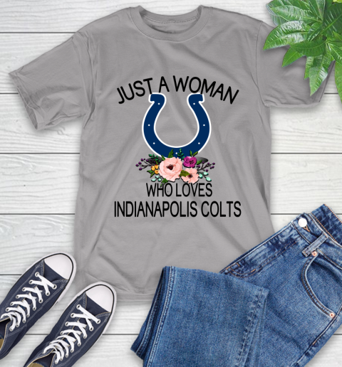 NFL Just A Woman Who Loves Indianapolis Colts Football Sports T-Shirt 4