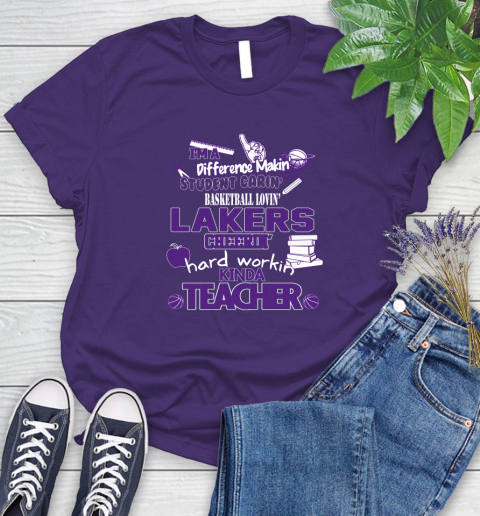 Los Angeles Lakers NBA I'm A Difference Making Student Caring Basketball Loving Kinda Teacher Women's T-Shirt 4