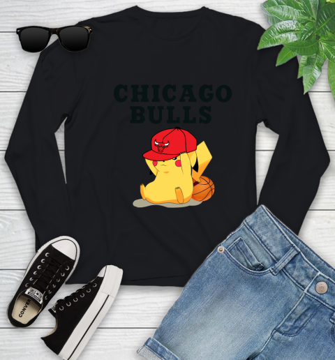 NBA Pikachu Basketball Sports Chicago Bulls Youth Long Sleeve 2