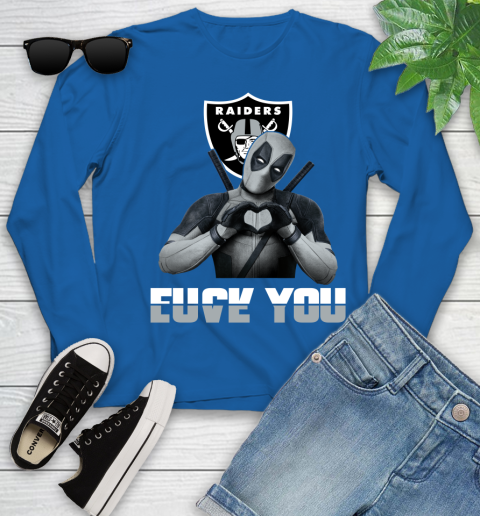 NHL Oakland Raiders Deadpool Love You Fuck You Football Sports Youth Long Sleeve 10