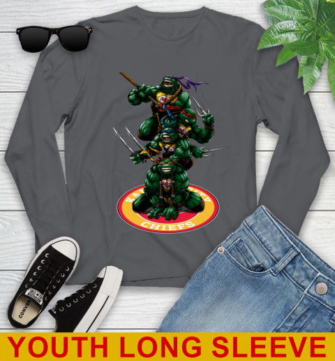 NFL Football Kansas City Chiefs Teenage Mutant Ninja Turtles Shirt Youth Long Sleeve 9