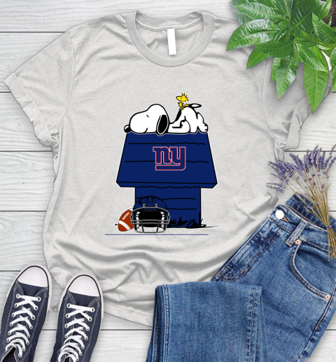 New York Giants NFL Football Snoopy Woodstock The Peanuts Movie Women's T-Shirt